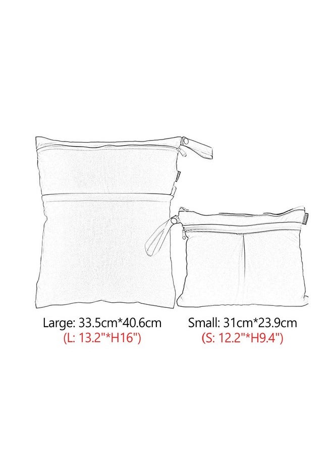 Damero 2 Pcs Wet Dry Bag for Cloth Diaper, Swimsuit, Clothes, Water-Resistant Reusable Wet Bag for Travel, Exercise, Beach, Pool, Daycare, Purple Flowers