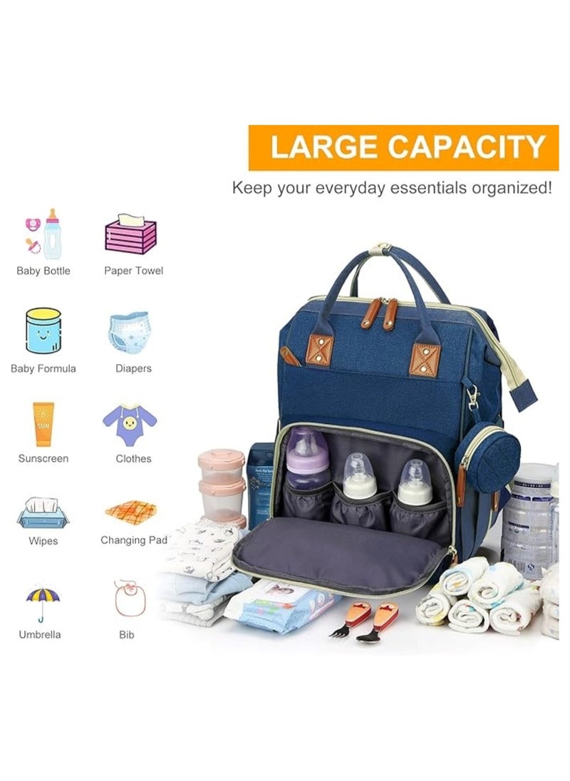 Multifunction Travel Backpack Maternity Baby Changing Bag, Large Capacity, Waterproof, Stylish Blue