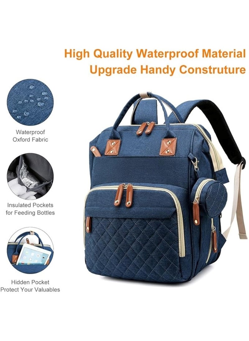 Multifunction Travel Backpack Maternity Baby Changing Bag, Large Capacity, Waterproof, Stylish Blue