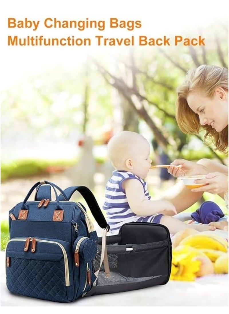 Multifunction Travel Backpack Maternity Baby Changing Bag, Large Capacity, Waterproof, Stylish Blue