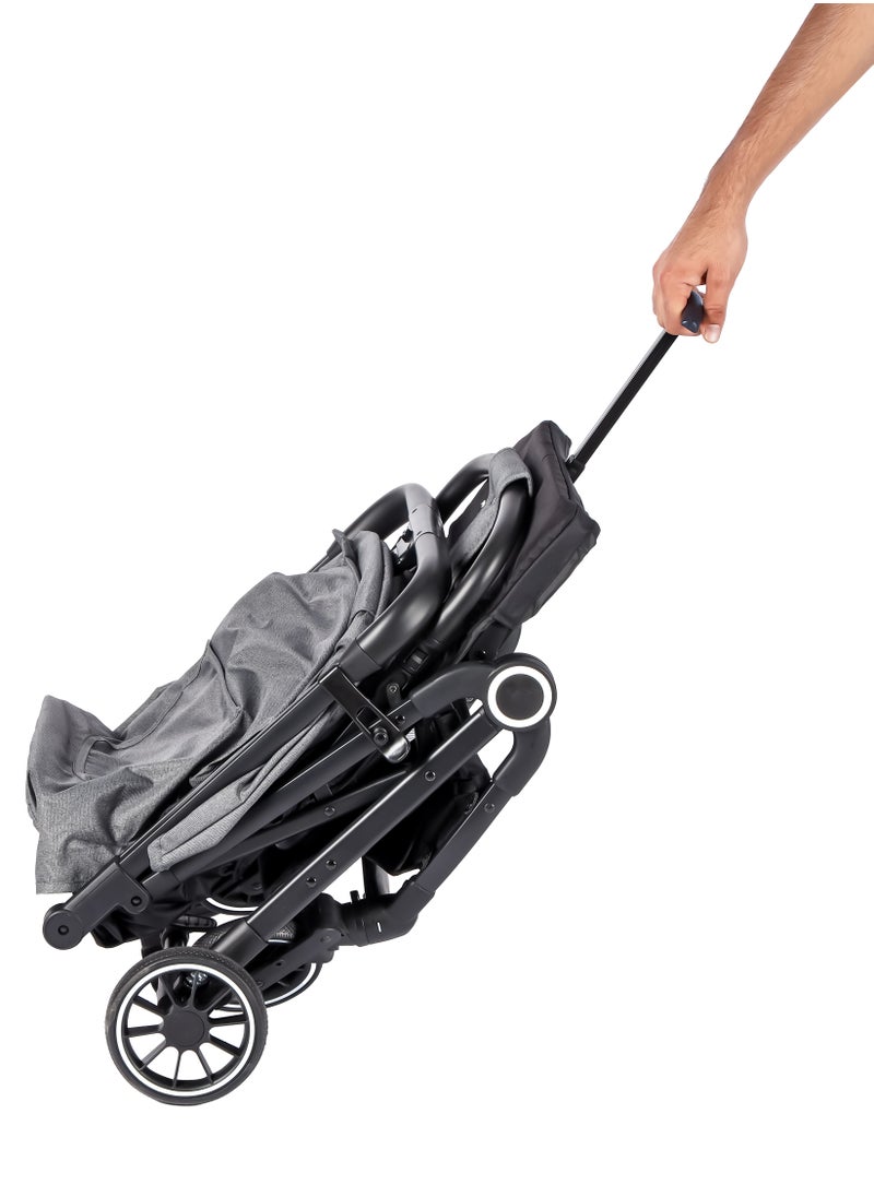 Ultimate Comfort Baby Pram - Lightweight, Foldable, Adjustable Seat, Retractable 3-Tier Canopy & Peek-A-Boo Window, Ultimate Ease Baby Carriage for Infants & Toddlers, 0-4 Years (Grey)