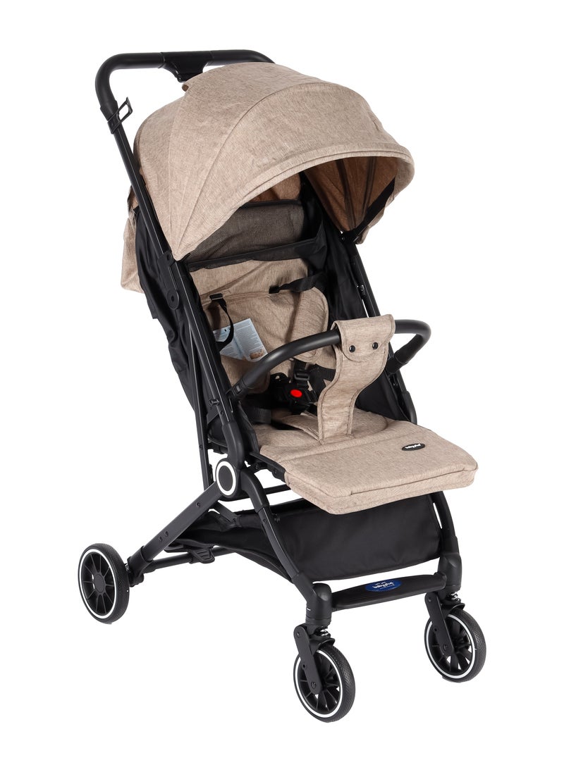 Ultimate Comfort Baby Pram - Lightweight, Foldable, Adjustable Seat, Retractable 3-Tier Canopy & Peek-A-Boo Window, Ultimate Ease Baby Carriage for Infants & Toddlers, 0-4 Years (BEIGE)