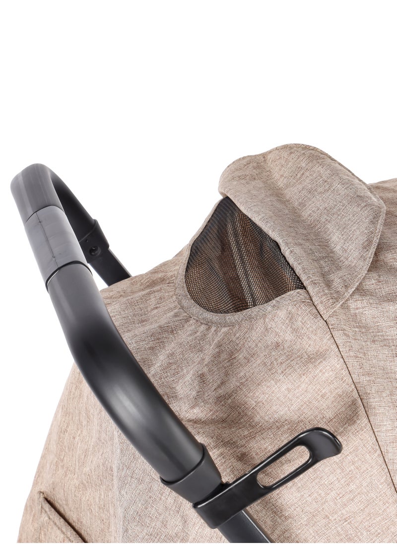 Ultimate Comfort Baby Pram - Lightweight, Foldable, Adjustable Seat, Retractable 3-Tier Canopy & Peek-A-Boo Window, Ultimate Ease Baby Carriage for Infants & Toddlers, 0-4 Years (BEIGE)