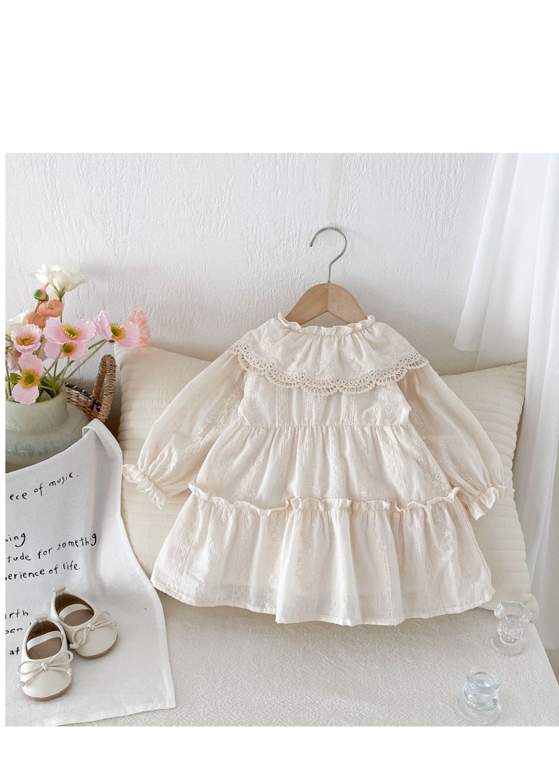 Girl's Lace Collar Dress, Sweet Floral Princess Dress