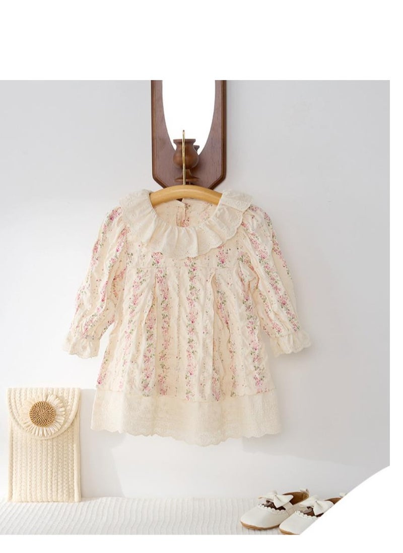 Girl's Lace Collar Dress, Sweet Floral Princess Dress