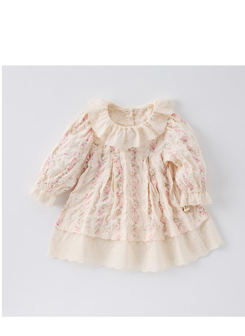 Girl's Lace Collar Dress, Sweet Floral Princess Dress