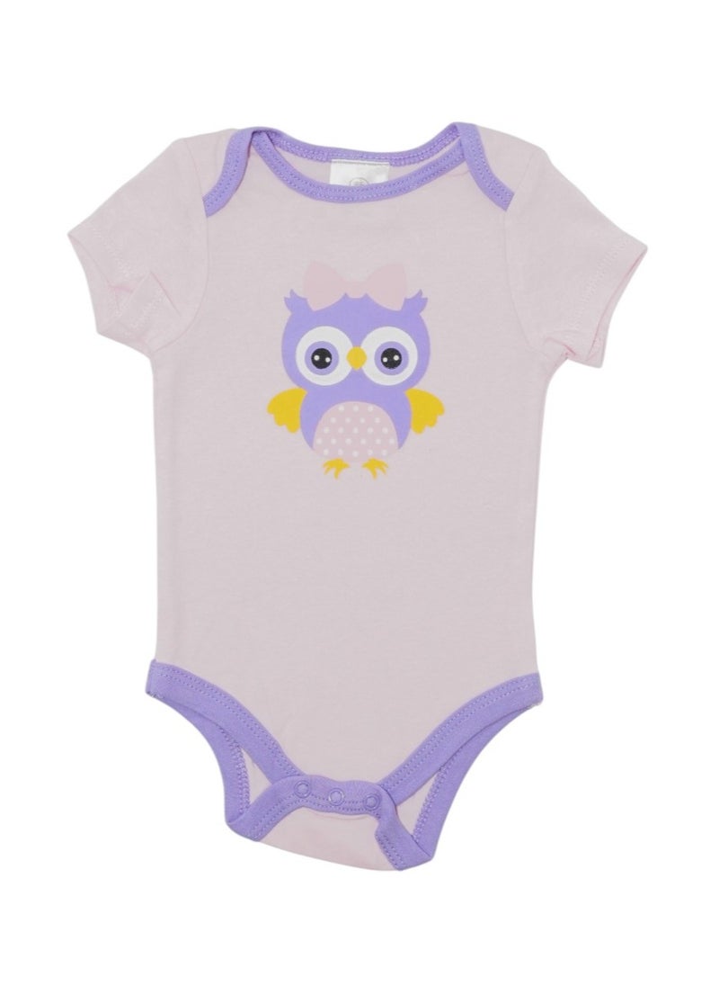 Bambimici Purple Owl Printed Short Sleeve with Pyjama 3-Piece