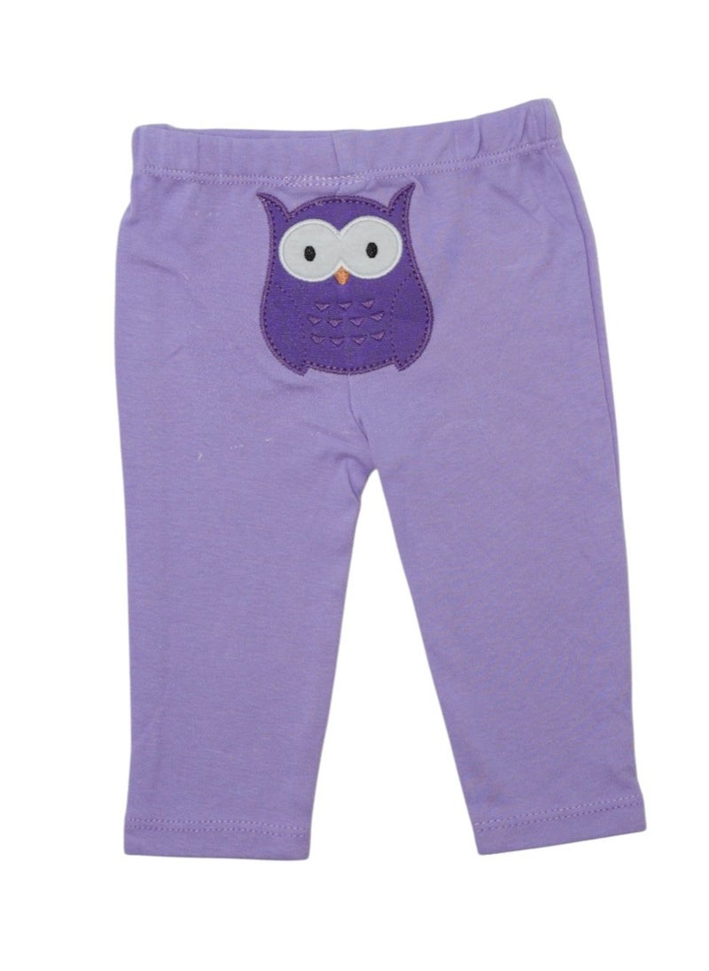 Bambimici Purple Owl Printed Short Sleeve with Pyjama 3-Piece