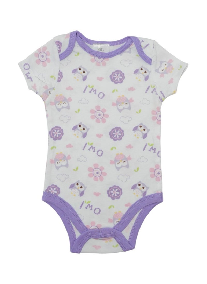 Bambimici Purple Owl Printed Short Sleeve with Pyjama 3-Piece