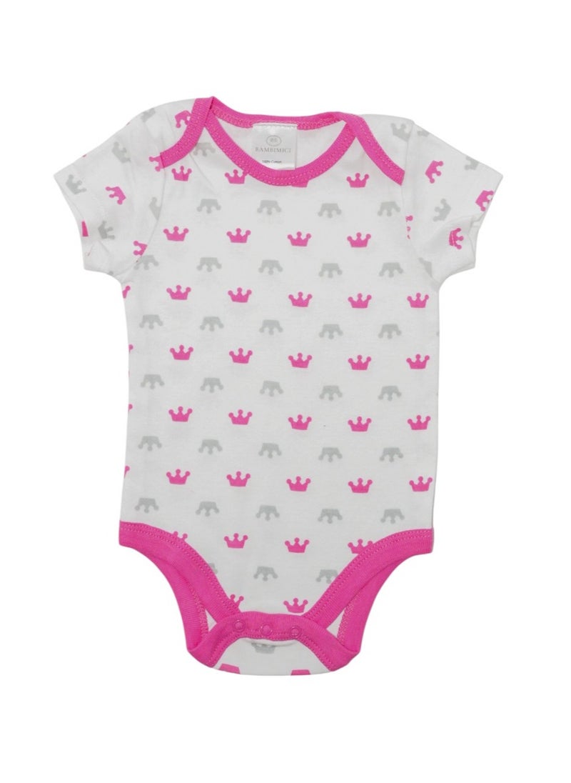Bambimici Baby Pink Printed Short Sleeve with Pyjama 3-Piece