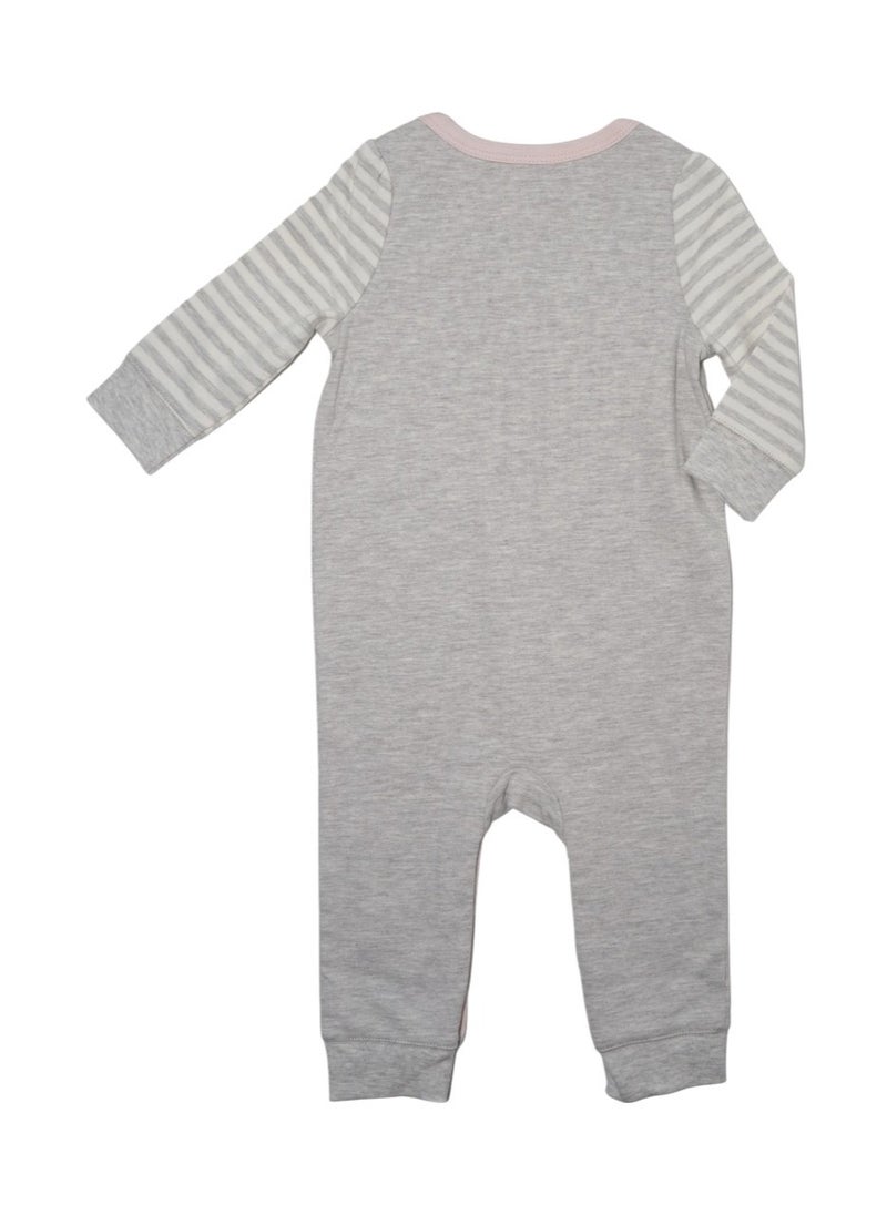 Bambimici -  2-Piece Baby Owl Cozy Romper Set – Grey & Pink