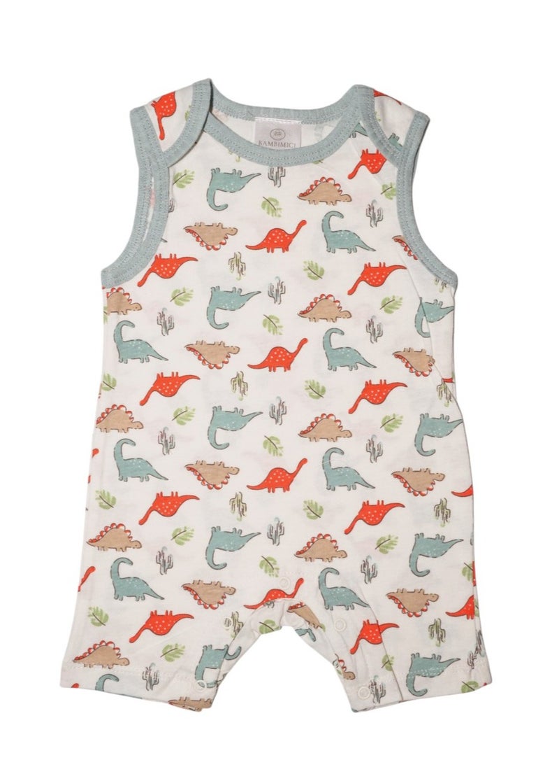 Bambimici Liam 2- Piece Sleeveless Dinosaur Printed Baby BodySuit - Multicolor