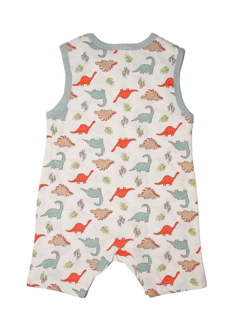 Bambimici Liam 2- Piece Sleeveless Dinosaur Printed Baby BodySuit - Multicolor