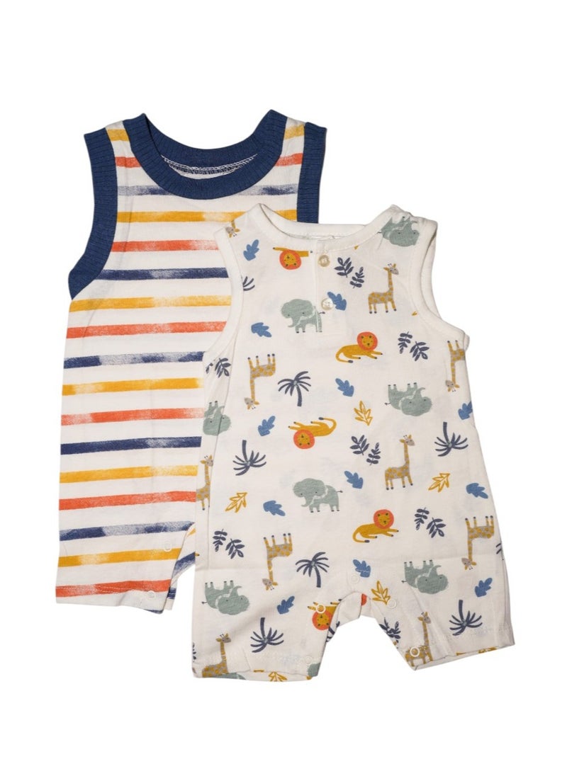 Bambimici Liam 2- Piece Sleeveless Jungle Printed Baby BodySuit - Multicolor