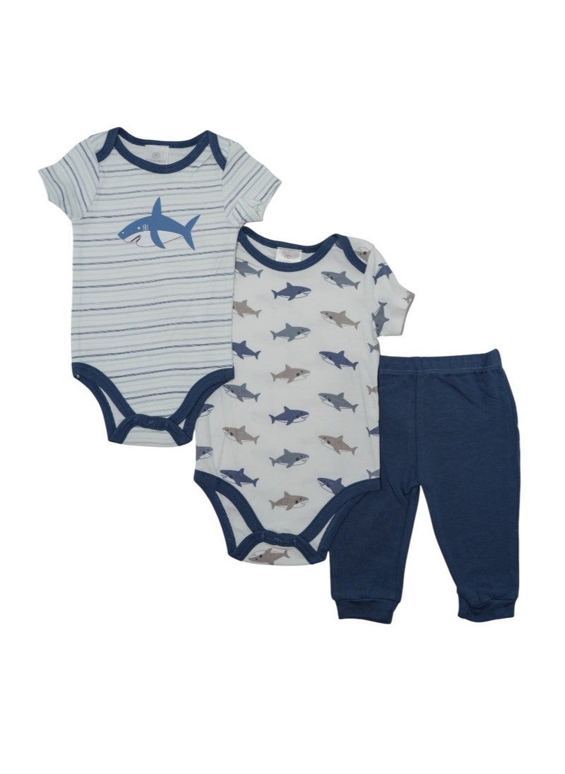 Bambimici Shark Print Short Sleeve with Pyjama 3-Piece