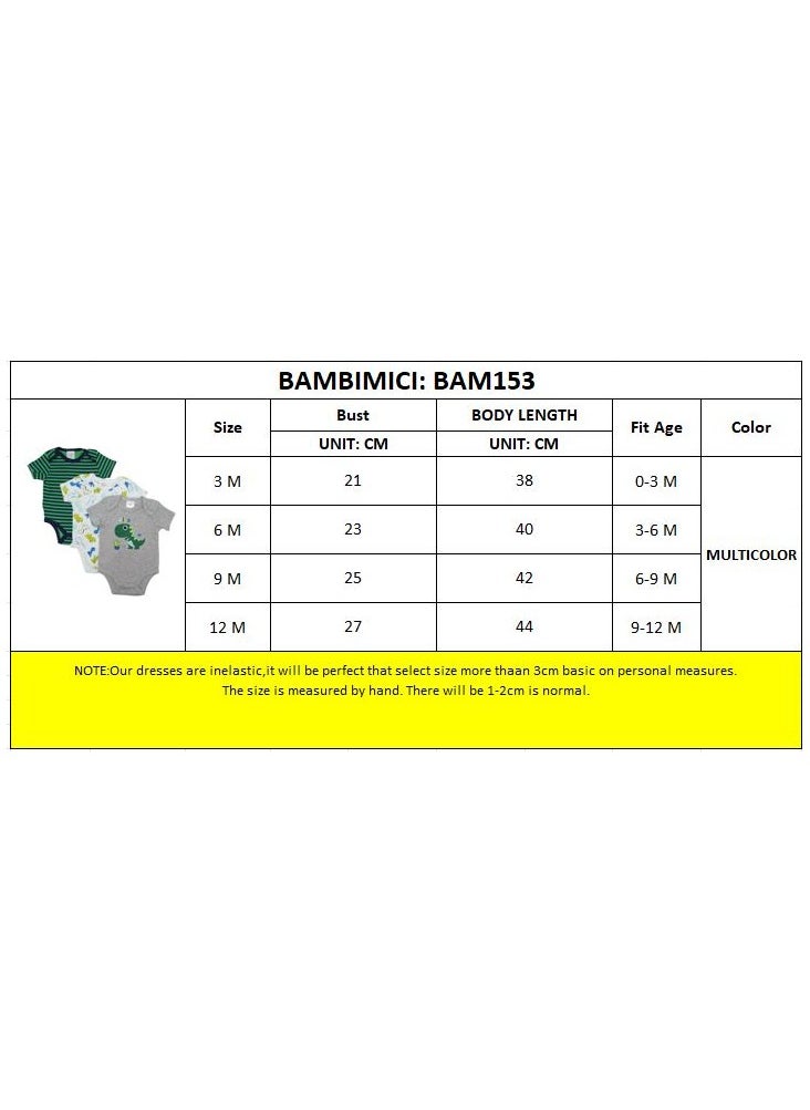 Bambimici Dinosaur Print Short Sleeve with Pyjama 3-Piece