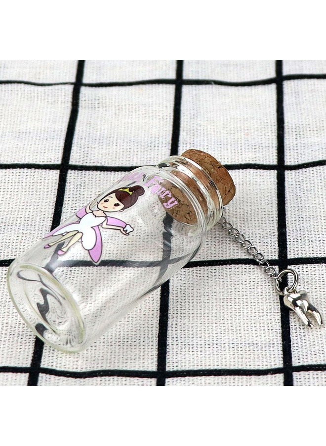 Malihome Beautiful Tooth Fairy Glass Bottle, Baby Tooth Box, Glass Tooth Holders for Lost Teeth, Tooth Fairy Keepsake for Kids (tooth fairy girl)