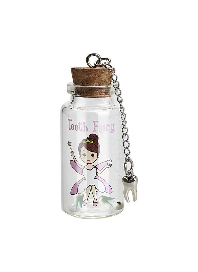 Malihome Beautiful Tooth Fairy Glass Bottle, Baby Tooth Box, Glass Tooth Holders for Lost Teeth, Tooth Fairy Keepsake for Kids (tooth fairy girl)