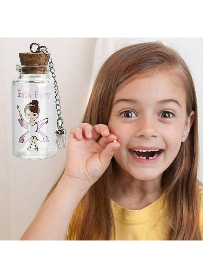 Malihome Beautiful Tooth Fairy Glass Bottle, Baby Tooth Box, Glass Tooth Holders for Lost Teeth, Tooth Fairy Keepsake for Kids (tooth fairy girl)