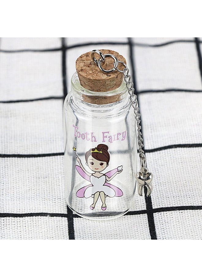 Malihome Beautiful Tooth Fairy Glass Bottle, Baby Tooth Box, Glass Tooth Holders for Lost Teeth, Tooth Fairy Keepsake for Kids (tooth fairy girl)