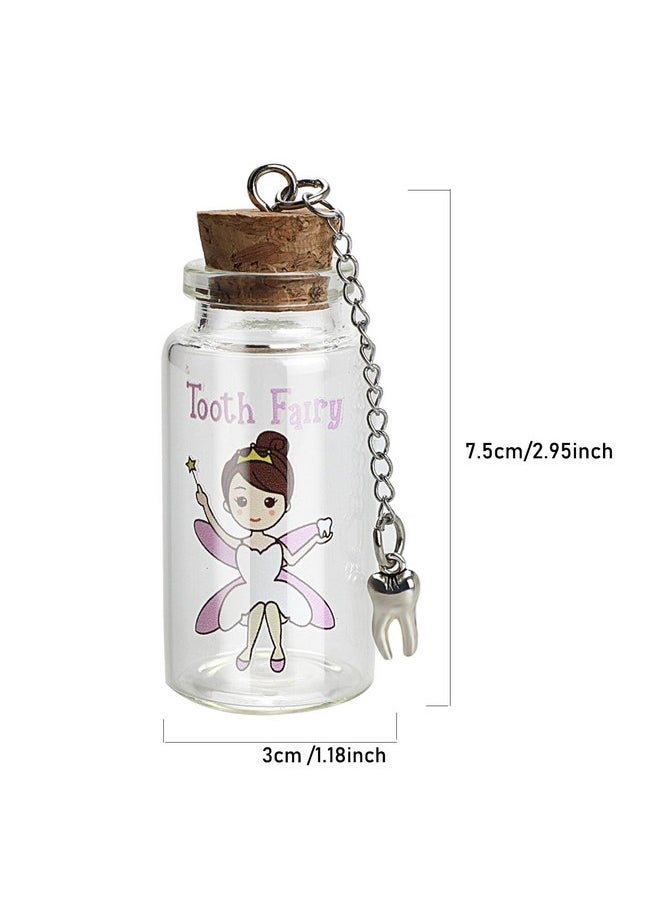 Malihome Beautiful Tooth Fairy Glass Bottle, Baby Tooth Box, Glass Tooth Holders for Lost Teeth, Tooth Fairy Keepsake for Kids (tooth fairy girl)