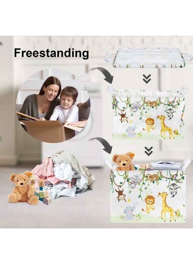 Clastyle Vine Woodland Animal Baby Basket Stuffers Toddler Gift Toy Chest Box Bin Organizer Nursery Room Decor Rectangle Elephant Giraffe Lion Clothes Book Storage Basket