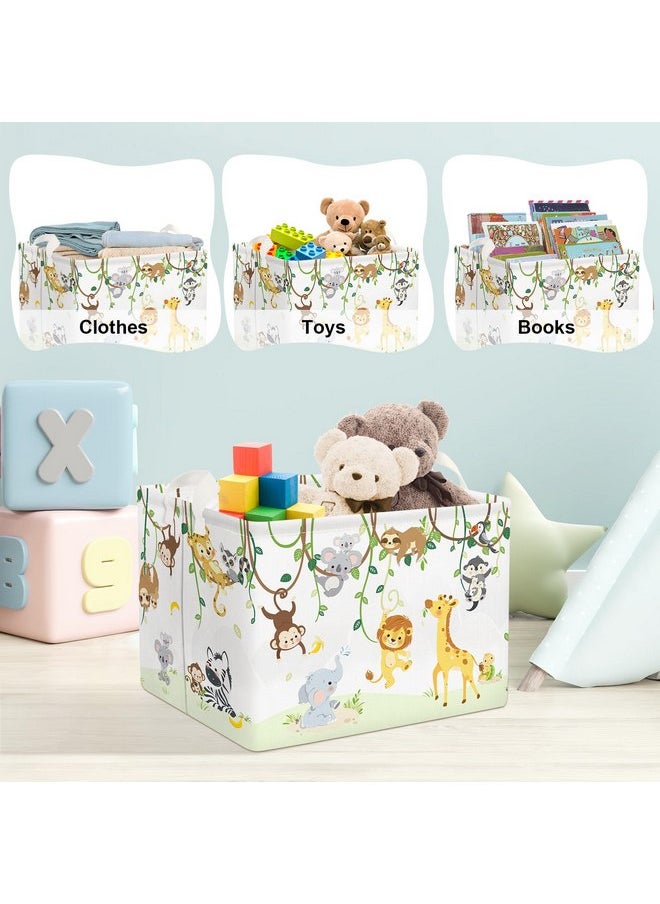 Clastyle Vine Woodland Animal Baby Basket Stuffers Toddler Gift Toy Chest Box Bin Organizer Nursery Room Decor Rectangle Elephant Giraffe Lion Clothes Book Storage Basket