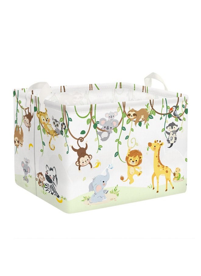 Clastyle Vine Woodland Animal Baby Basket Stuffers Toddler Gift Toy Chest Box Bin Organizer Nursery Room Decor Rectangle Elephant Giraffe Lion Clothes Book Storage Basket