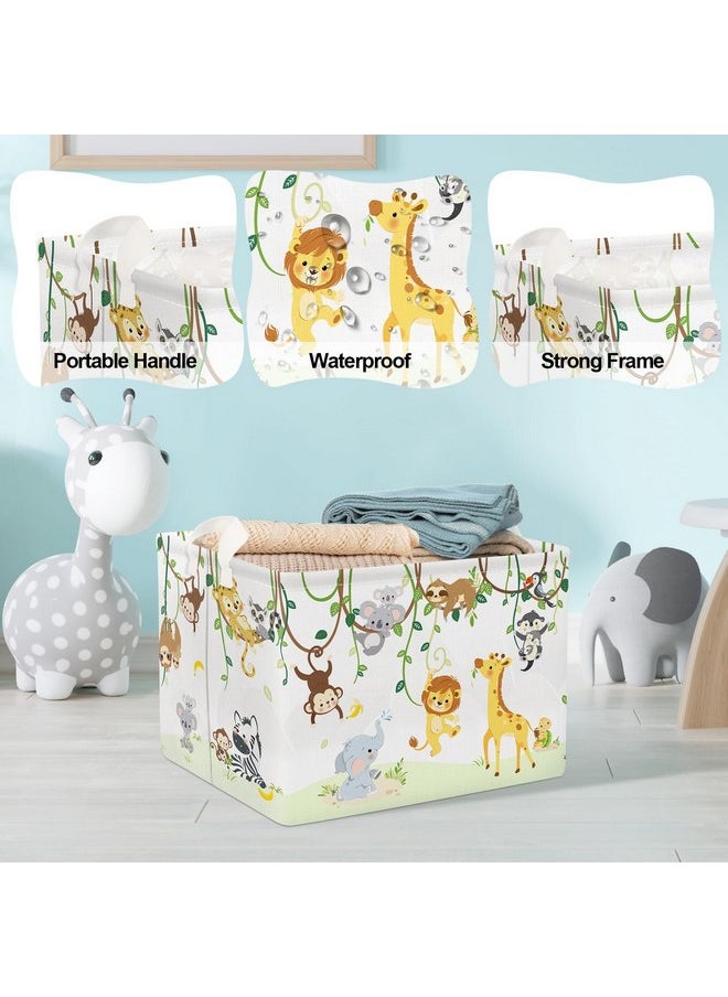 Clastyle Vine Woodland Animal Baby Basket Stuffers Toddler Gift Toy Chest Box Bin Organizer Nursery Room Decor Rectangle Elephant Giraffe Lion Clothes Book Storage Basket