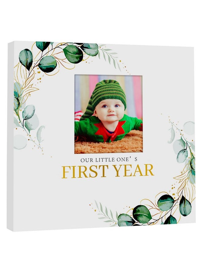 Baby First Year Memory Book in a Gift Box, Baby Books for New Parents Keepsake, Photo Envelope Pocket in Cover Page, Personalize with Baby Photo, Milestone Journal for Girl or Boy, Record Book