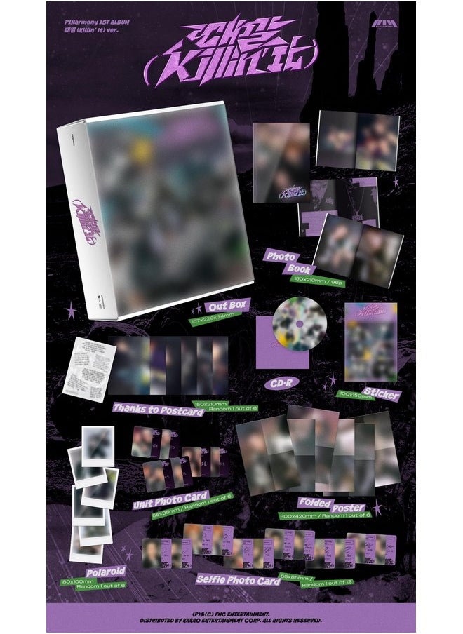 DREAMUS P1HARMONY 때깔 Killin' It 1st Album CD+Folded Poster on Pack+Photobook+Thanks to Postcard+Sticker+Polaroid+Selfie+Unit photocard+Tracking Sealed P1H (Set(Killin' It+Superb))