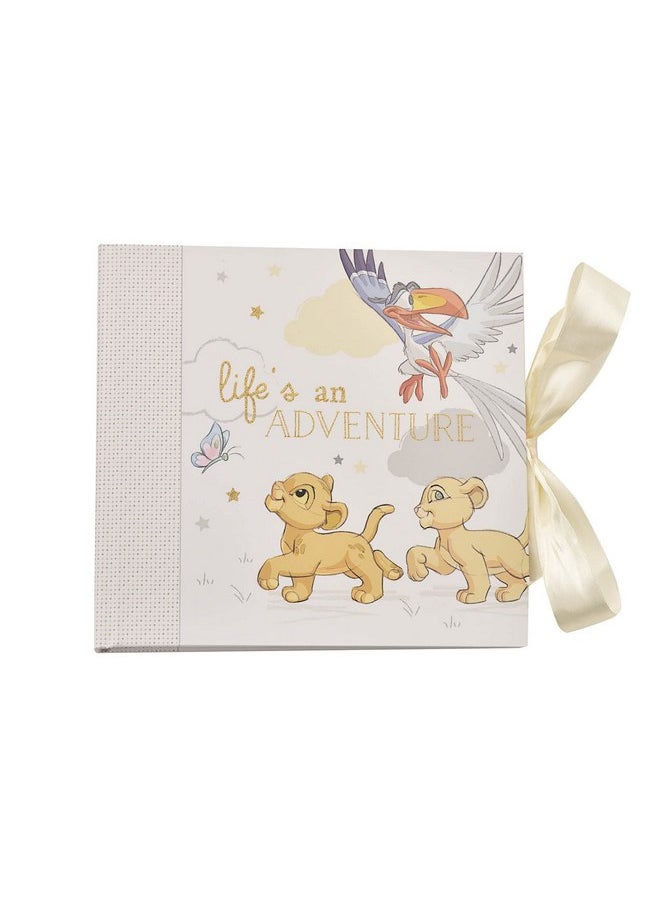 Happy Homewares Lion King Life is an Adventure Baby Photo Album with Ivory Ribbon - 50 Pictures - Perfect for Family with New-Born Baby - Officially Licensed