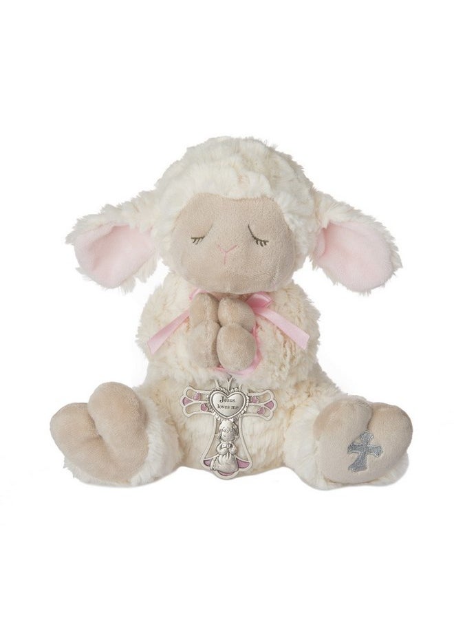 Ganz Serenity Lamb with Crib Cross Christening or Baptism Gift, Pink