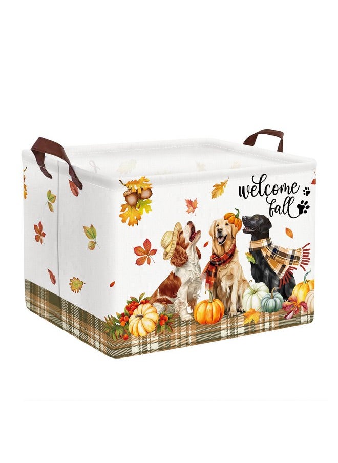 Clastyle Thanksgiving Pumpkin Dogs Gift Basket Pickup Truck Sunflower Harvest Fall Basket Large Buffalo Plaid Autumn Storage Bin Farm Maple Leaf Clothes Toy Book Shelf Basket