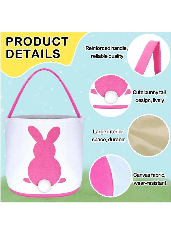 Jexine 12 Pcs Easter Bunny Basket Bags Bulk for Kids Gift Bucket Easter Eggs Hunt Basket with Handle Bunny Tote Bag Carry Bucket Rabbit Fluffy Tails Bags for Easter Party Decorations (Colorful Style)