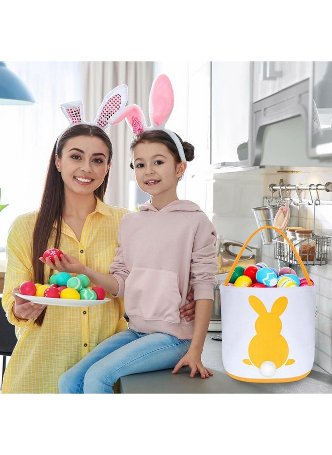 Jexine 12 Pcs Easter Bunny Basket Bags Bulk for Kids Gift Bucket Easter Eggs Hunt Basket with Handle Bunny Tote Bag Carry Bucket Rabbit Fluffy Tails Bags for Easter Party Decorations (Colorful Style)