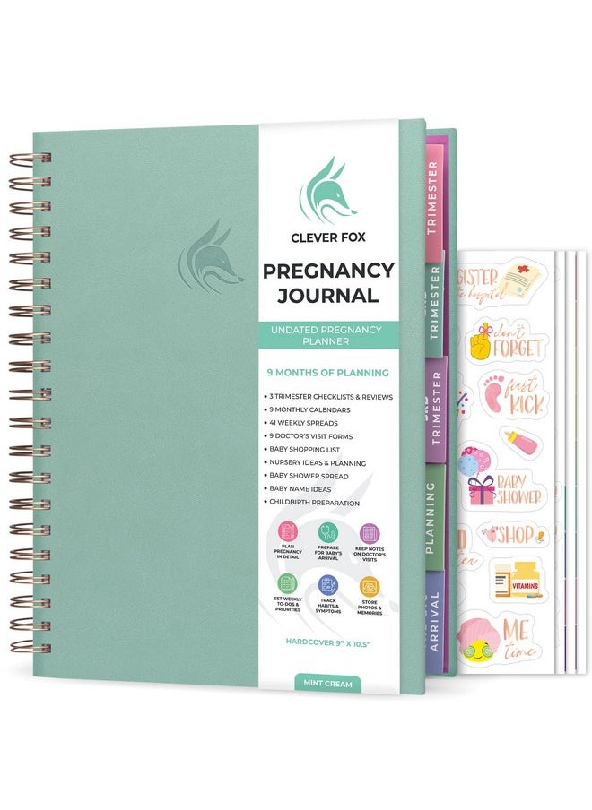 Clever Fox Pregnancy Journal & Memory Book - 9 Month Weekly Pregnancy Planner & Notebook for Expecting Moms - Pregnancy & Baby Keepsake Book - Gift for First Time Moms - Hardcover, 9x10.5″ (Mint