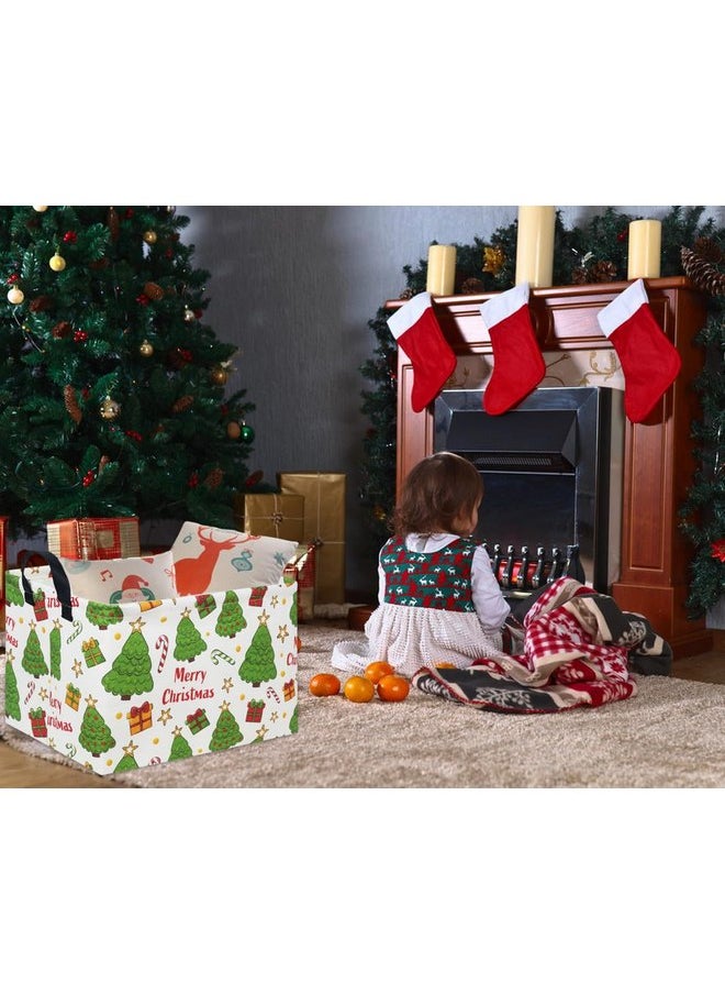 TIBAOLOVER Rectangular Christmas Basket Tree Christmas Gift Baskets for Families Cute Baby Storage Bin Kids Storage Bin Toy Organizer Box Christmas Room Decor for Christmas Parties(Merry Christmas)