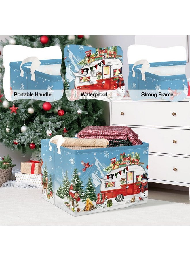 Clastyle Camping Caravan Christmas Gift Basket Winter Outdoor Deer Red Bird Snowman Storage Bin Snowflake Xmas Tree Kid Clothes Toy Book Shelf Basket