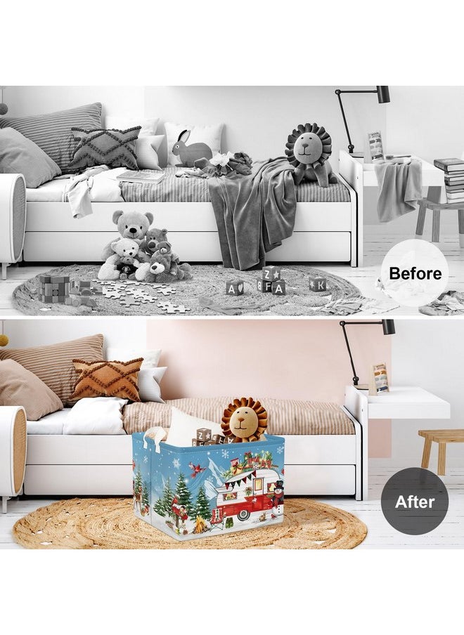 Clastyle Camping Caravan Christmas Gift Basket Winter Outdoor Deer Red Bird Snowman Storage Bin Snowflake Xmas Tree Kid Clothes Toy Book Shelf Basket