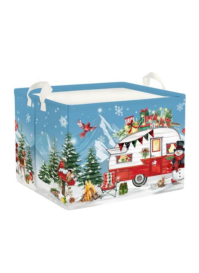 Clastyle Camping Caravan Christmas Gift Basket Winter Outdoor Deer Red Bird Snowman Storage Bin Snowflake Xmas Tree Kid Clothes Toy Book Shelf Basket