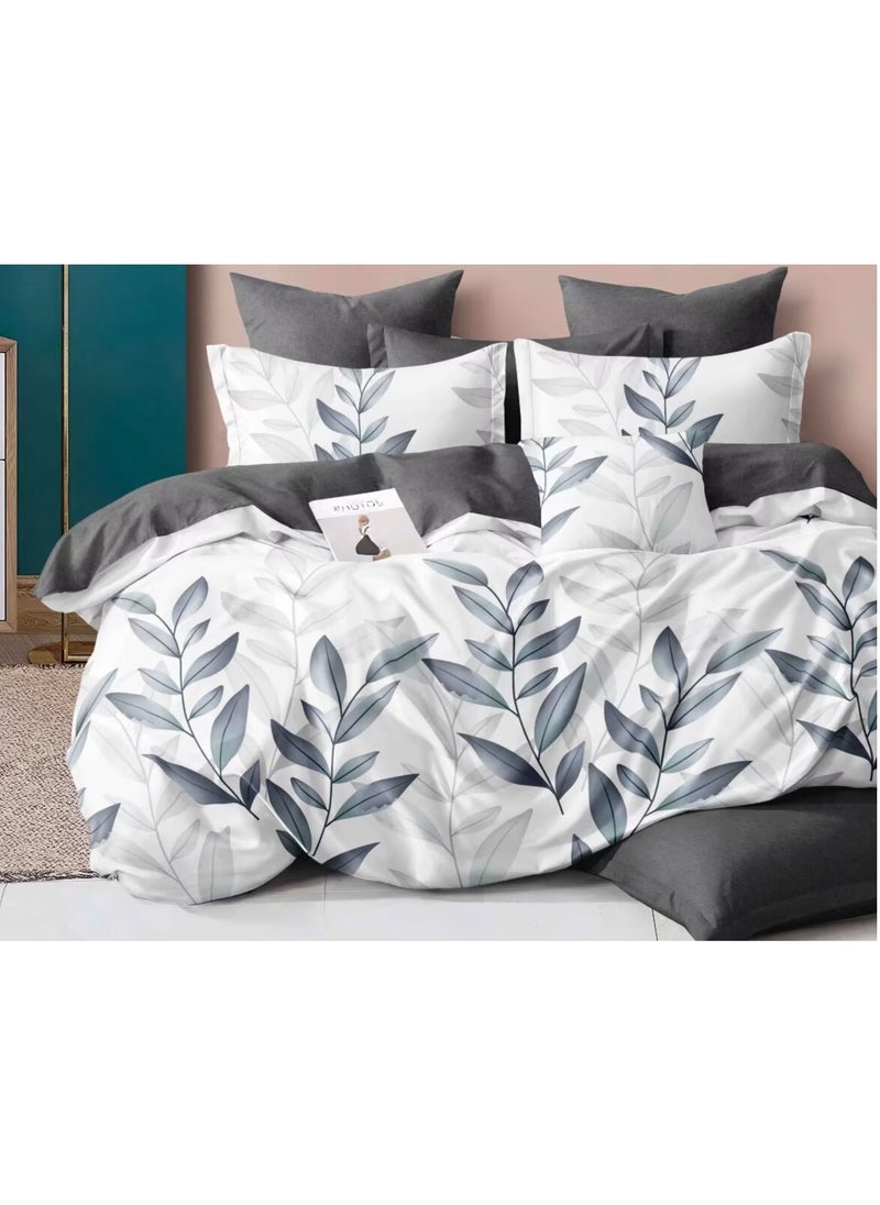Bedding set, soft cotton duvet cover set , king size ,6pcs set,1duvet cover 220×240cm,1fit sheet 200×200+25cm,4pillow cases, grey white