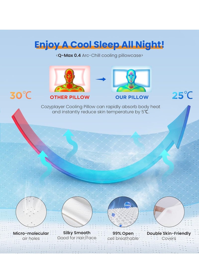 Ultra Pain Relief Cooling Pillow for Neck Support, Adjustable Cervical Pillow Cozy Sleeping, Odorless Ergonomic Contour Memory Foam Pillows, Orthopedic Bed Pillow for Side Back Stomach Sleeper