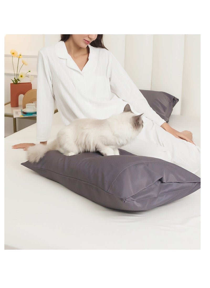 Queen Size Bamboo Cooling Pillowcases, 2 Pcs Grey Cooling Pillowcase , 100% Organic Bamboo Pillowcases, Moisture Wicking Bamboo Pillowcases, with Envelope Closure, for Hot Sleepers