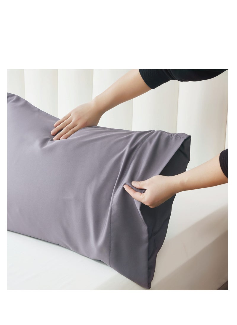 Queen Size Bamboo Cooling Pillowcases, 2 Pcs Grey Cooling Pillowcase , 100% Organic Bamboo Pillowcases, Moisture Wicking Bamboo Pillowcases, with Envelope Closure, for Hot Sleepers