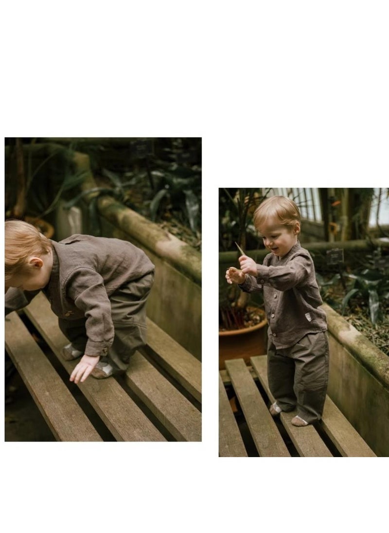 Children's Embroidered Long Sleeved Cotton Shirt Top+Pants Set