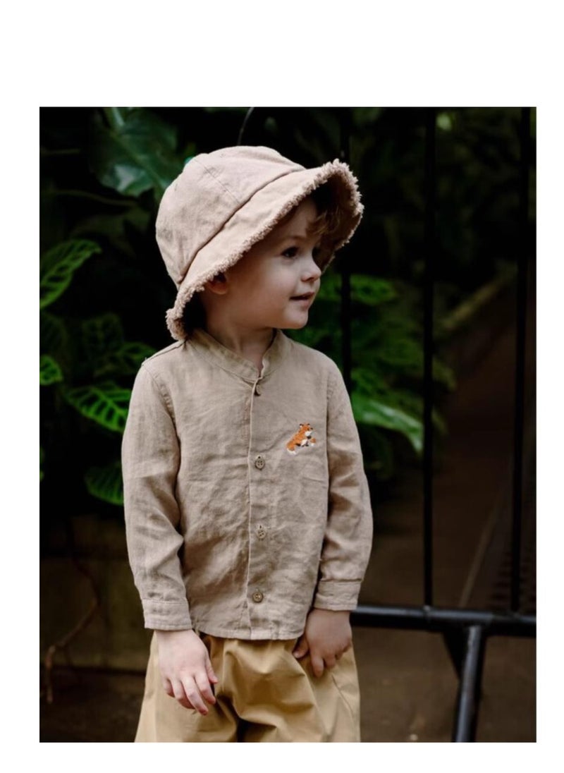 Children's Embroidered Long Sleeved Cotton Shirt Top+Pants Set