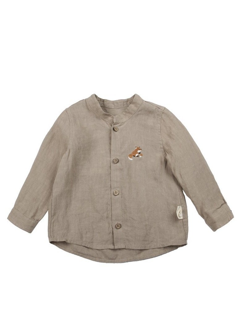Children's Embroidered Long Sleeved Cotton Shirt Top+Pants Set