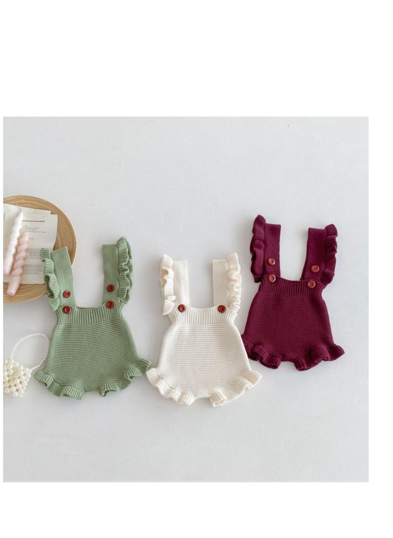 Baby And Toddler Style Sweet Ruffled Overalls+Lace Top+Hat Set