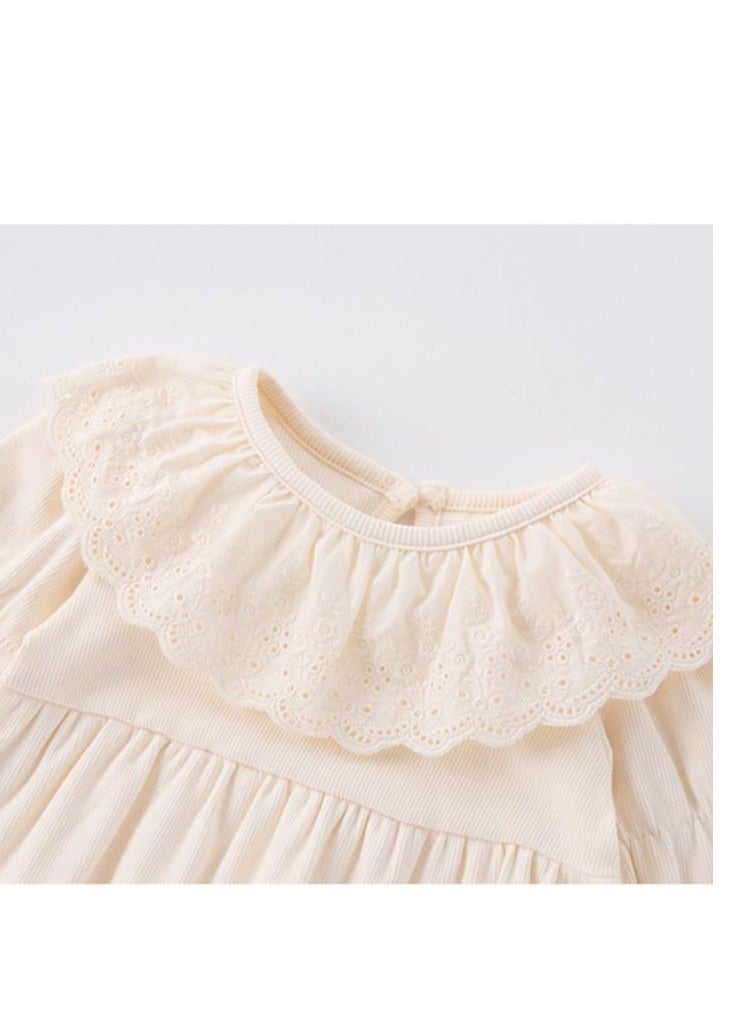 Baby Fashionable Lace Collar Doll Shirt+Wide Leg Pants Set